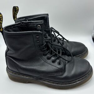 Dr. Martens Kids Size US 2 Black Leather 1460 J Youth Side Zip Ankle Boots